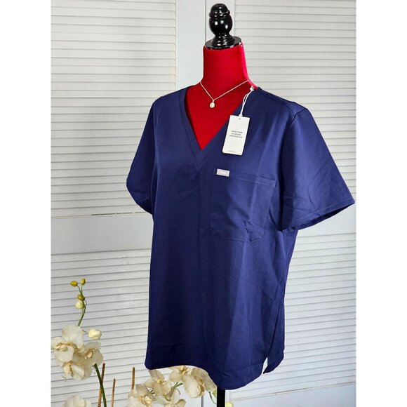 NWT Figs Women's Navy Blue Catarina One Pocket Medical Scrub Size XL 1707 - Picture 3 of 14